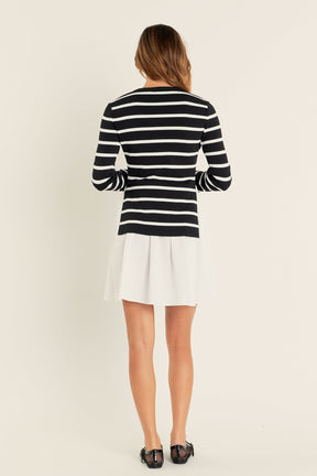 ENGLISH FACTORY - Poplin Combo Knit Mini Dress - DRESSES available at Objectrare