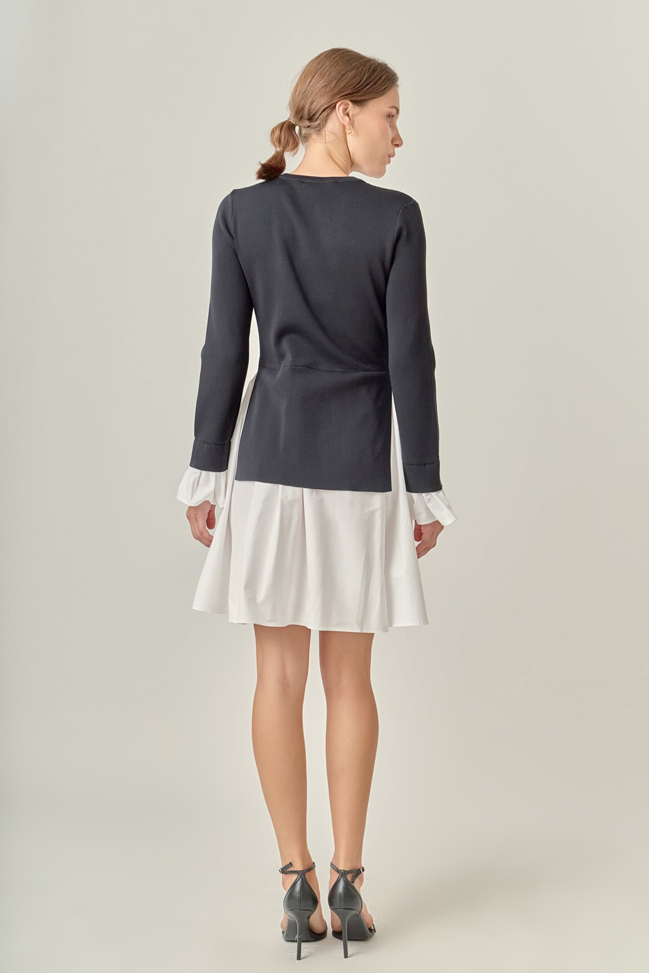 ENGLISH FACTORY - Poplin Combo Knit Mini Dress - DRESSES available at Objectrare