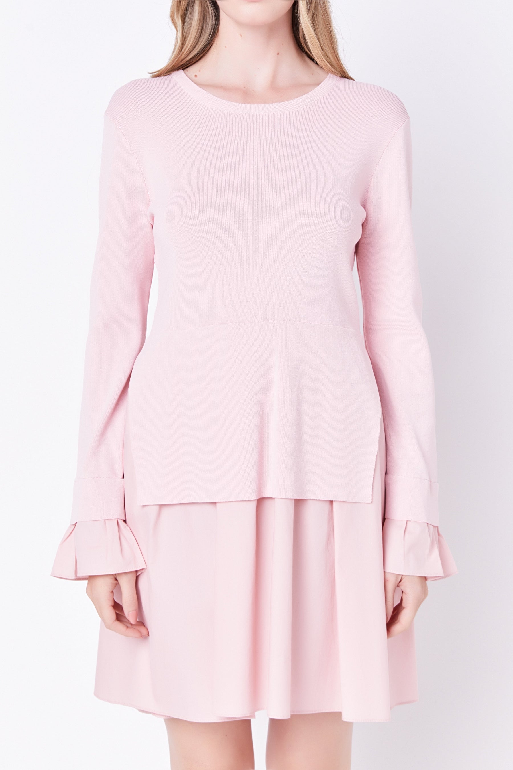 Poplin Combo Knit Mini Dress