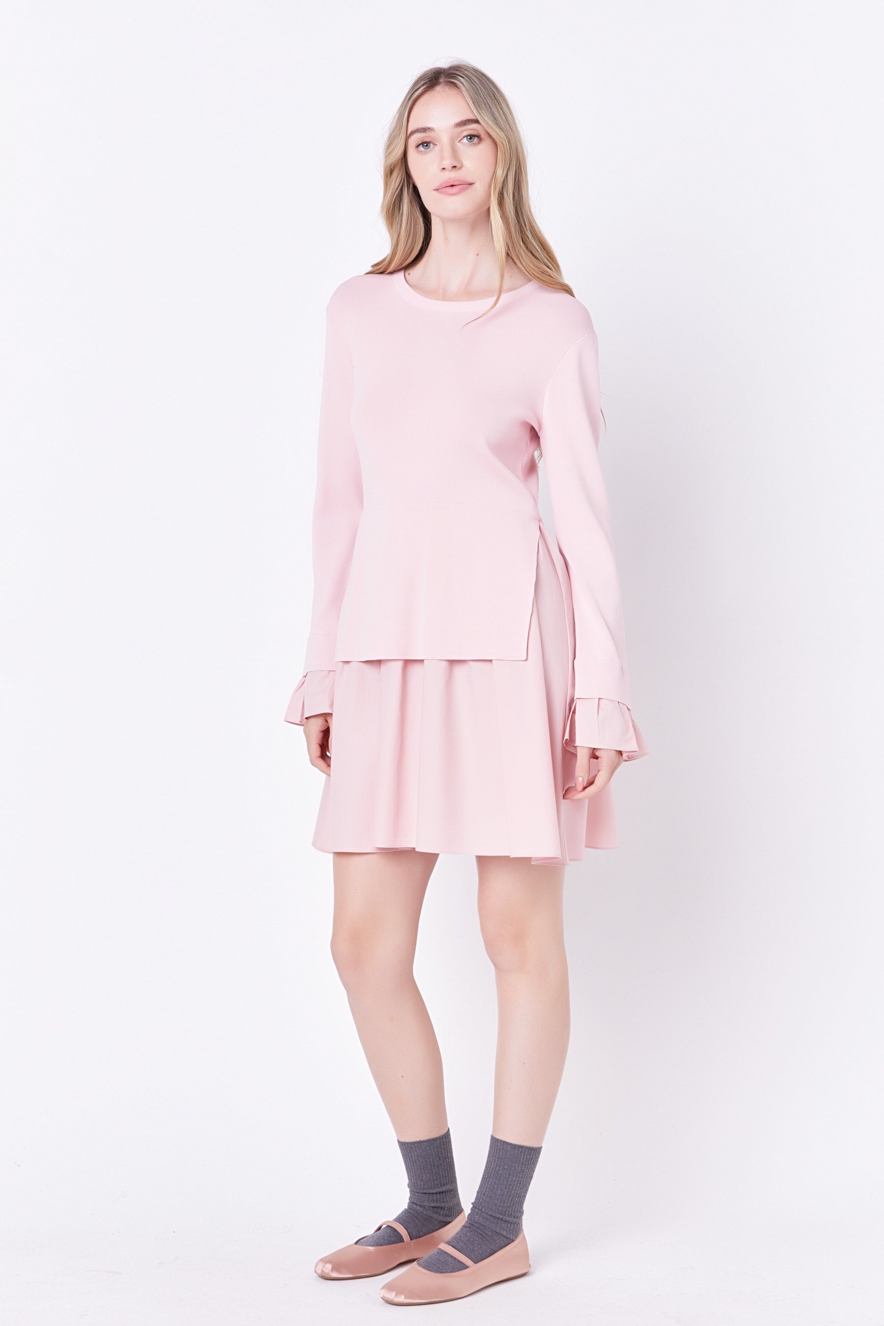 ENGLISH FACTORY - English Factory - Poplin Combo Knit Mini Dress - DRESSES available at Objectrare