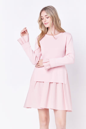 Poplin Combo Knit Mini Dress