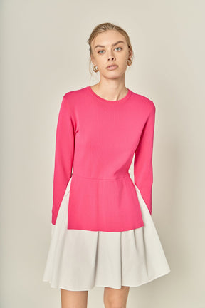 ENGLISH FACTORY - Poplin Combo Knit Mini Dress - DRESSES available at Objectrare