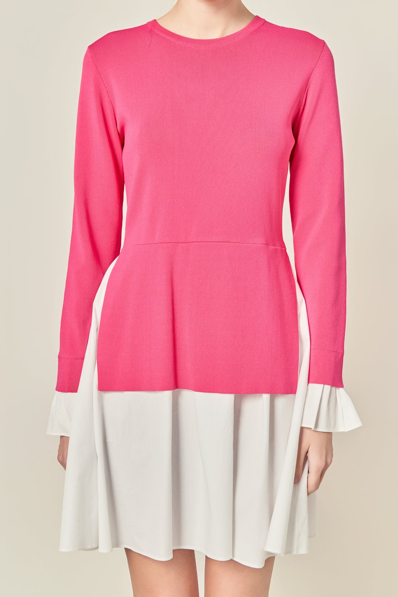 ENGLISH FACTORY - Poplin Combo Knit Mini Dress - DRESSES available at Objectrare