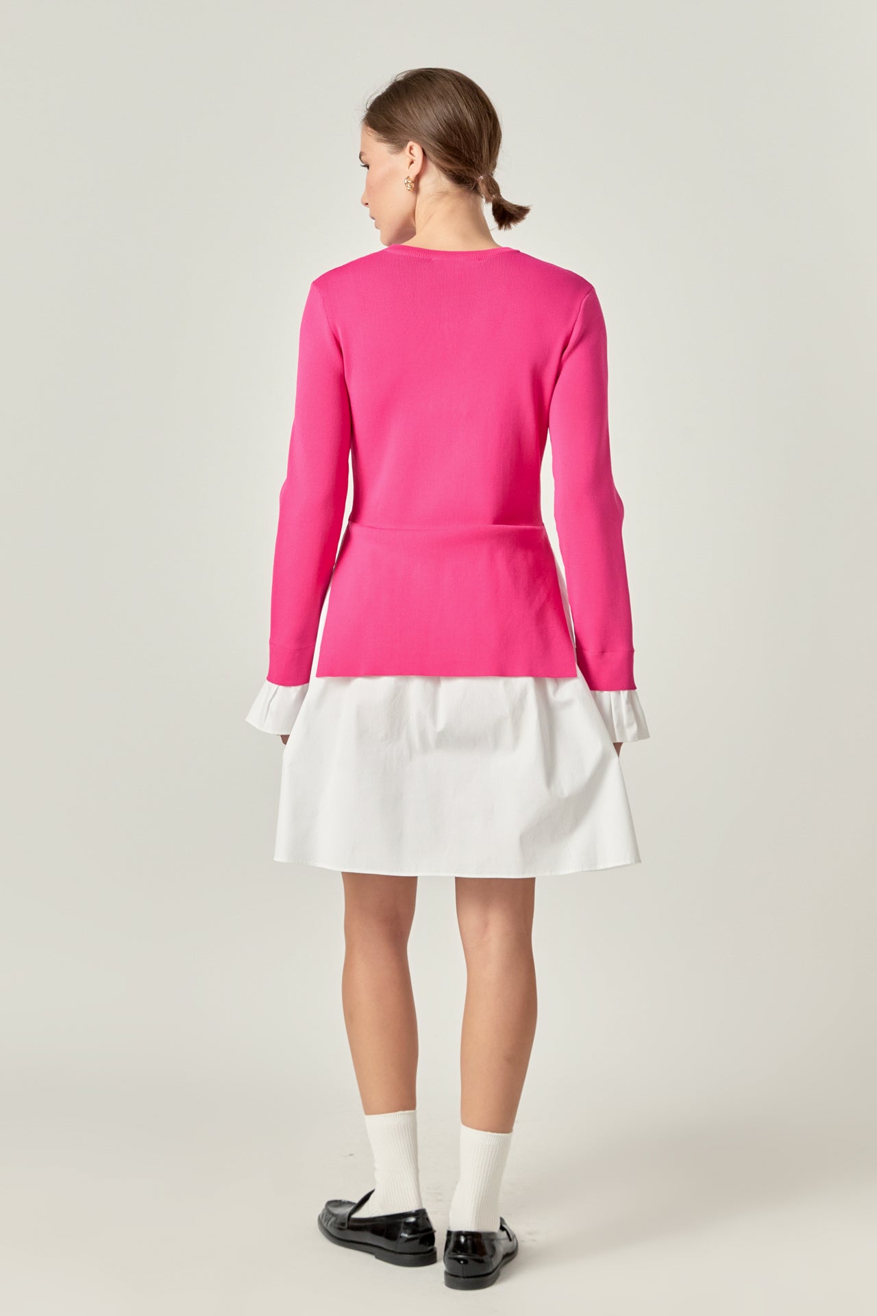 ENGLISH FACTORY - Poplin Combo Knit Mini Dress - DRESSES available at Objectrare