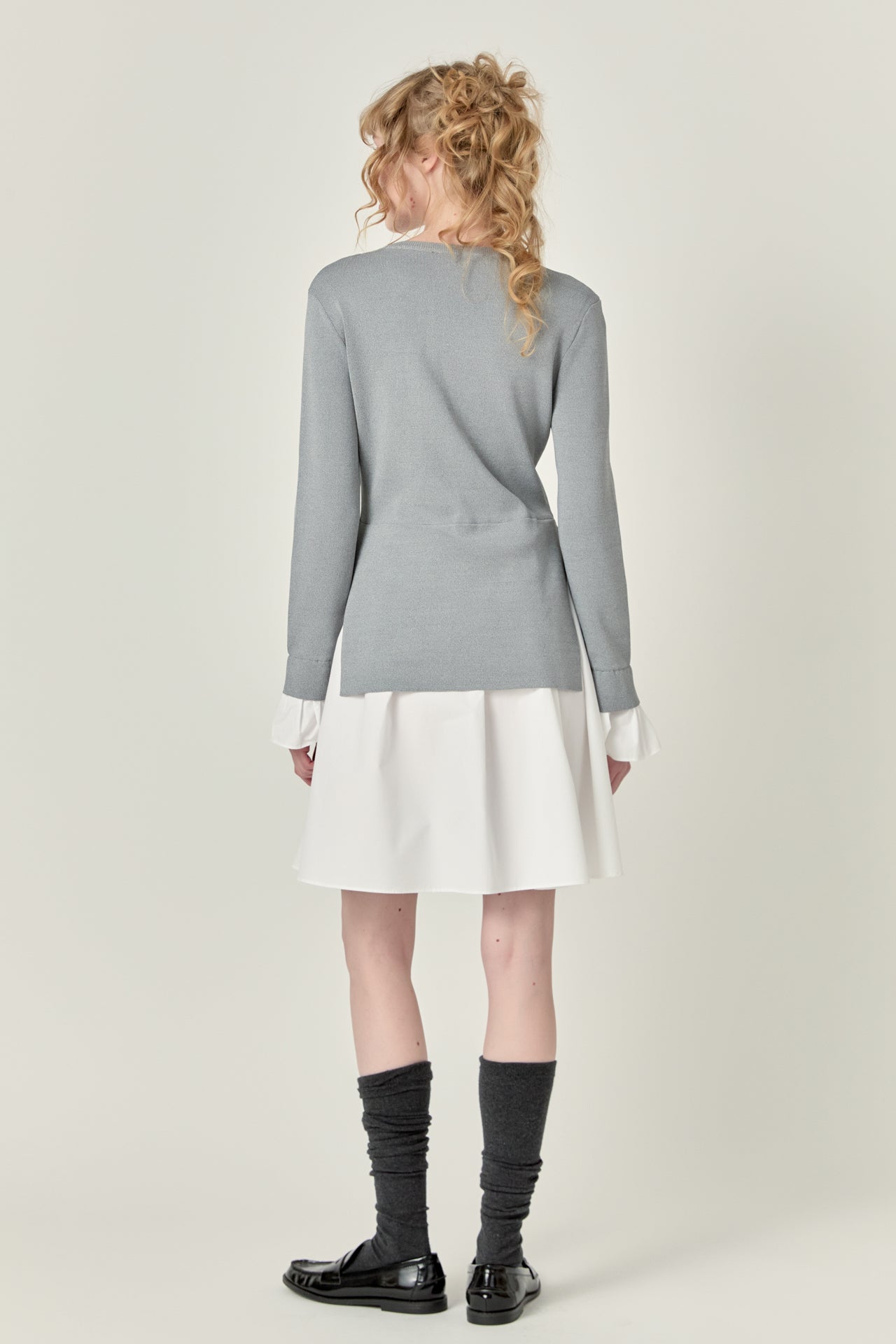 ENGLISH FACTORY - Poplin Combo Knit Mini Dress - DRESSES available at Objectrare