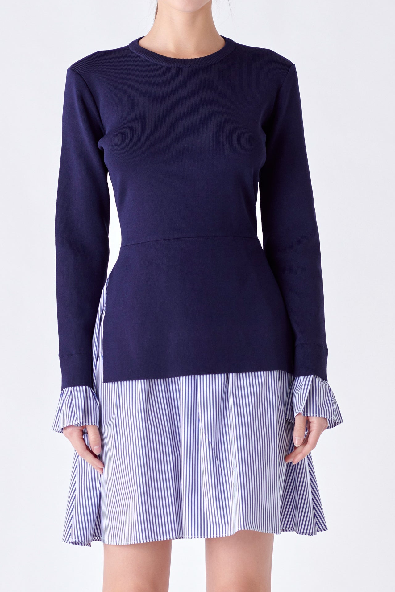 Poplin Combo Knit Mini Dress