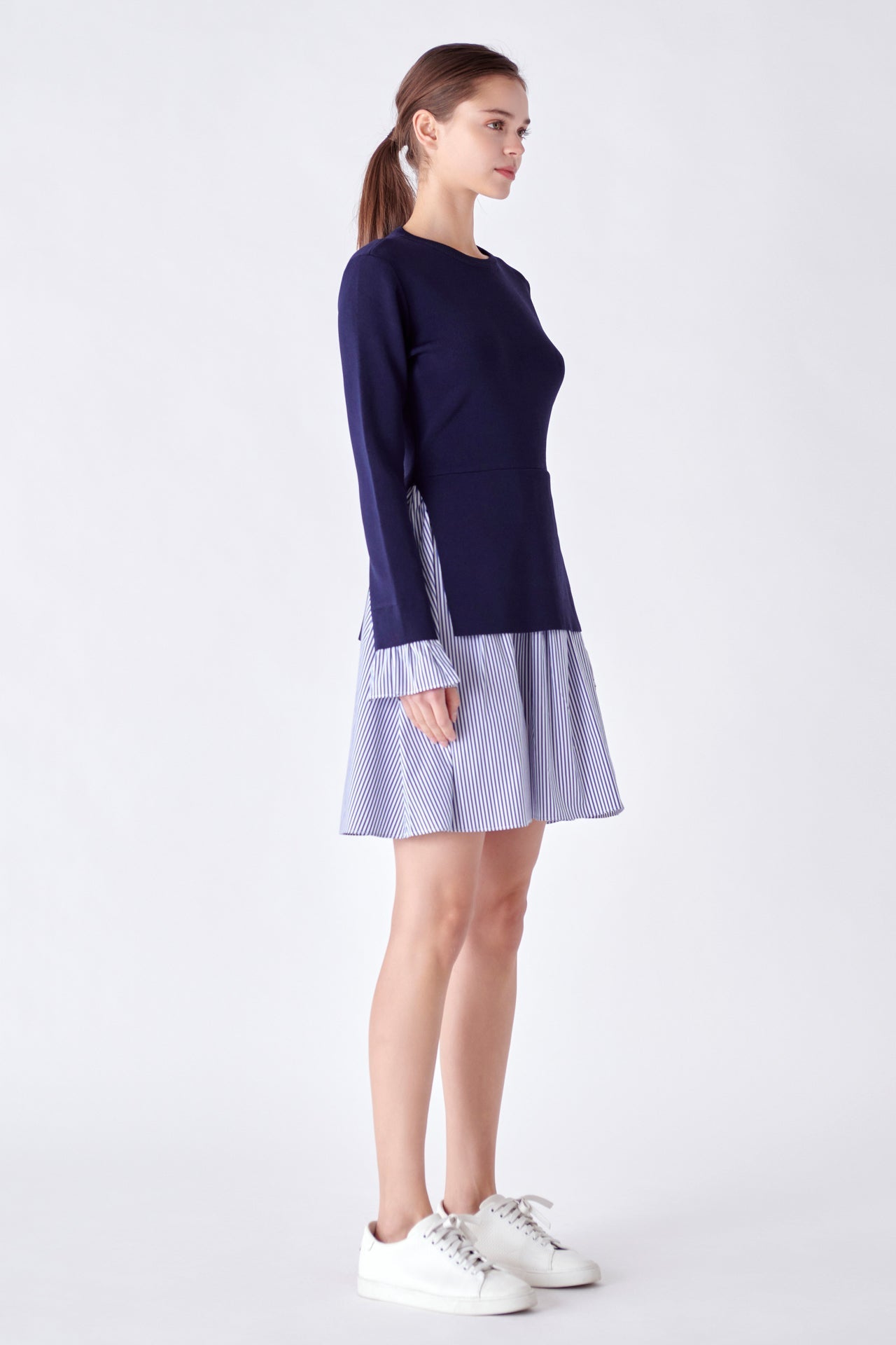 Poplin Combo Knit Mini Dress