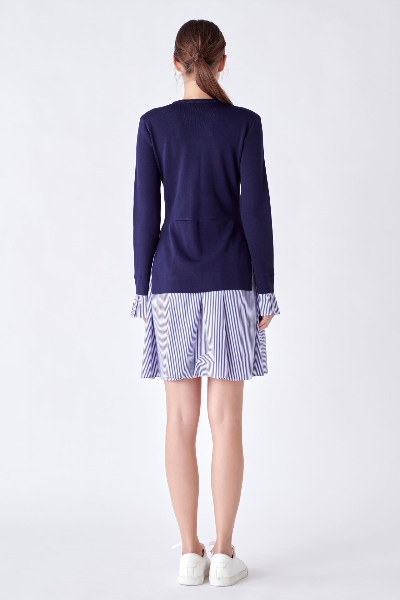 Poplin Combo Knit Mini Dress