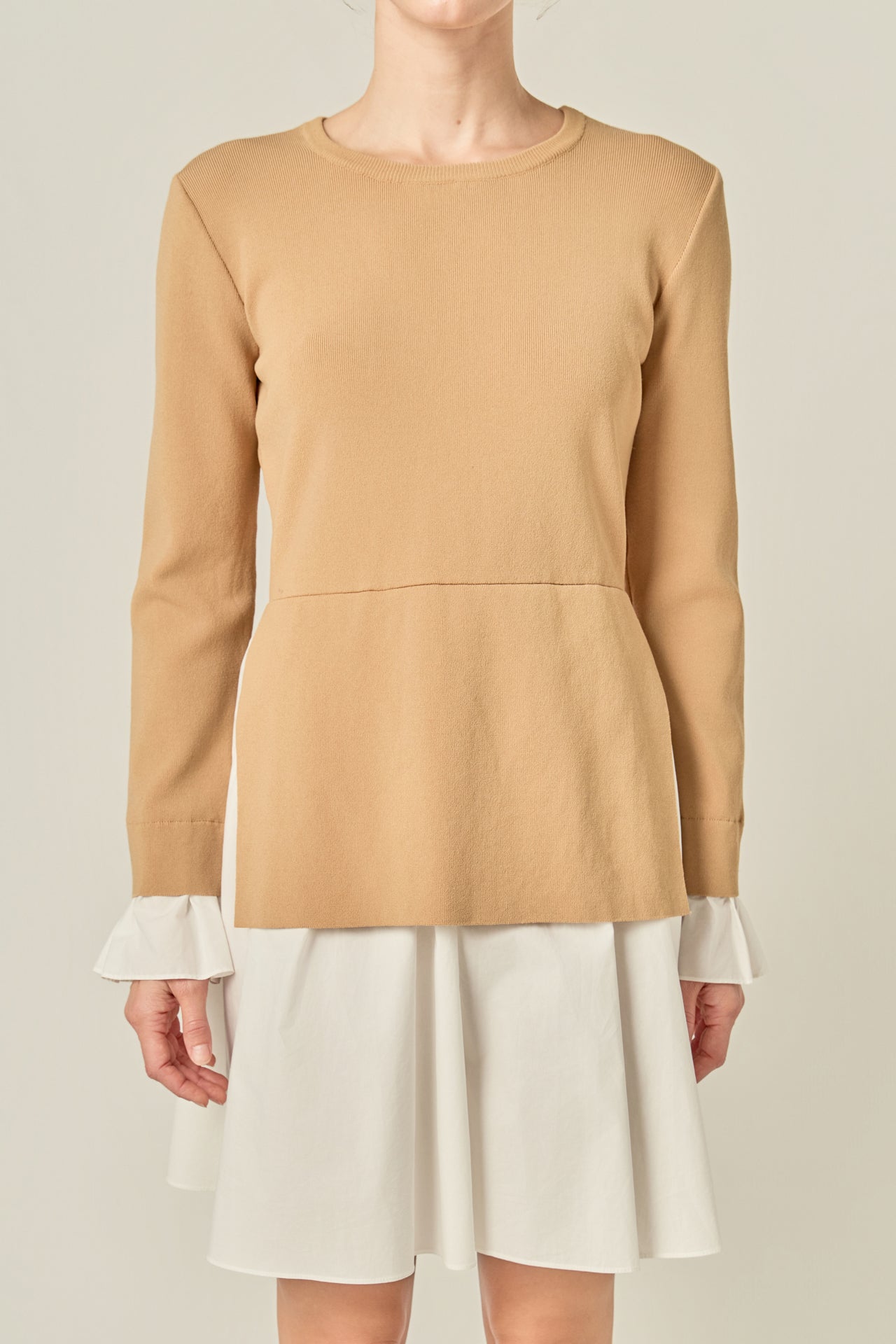 ENGLISH FACTORY - Poplin Combo Knit Mini Dress - DRESSES available at Objectrare