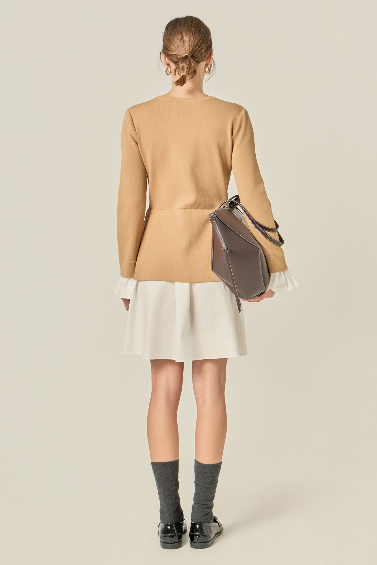 ENGLISH FACTORY - Poplin Combo Knit Mini Dress - DRESSES available at Objectrare