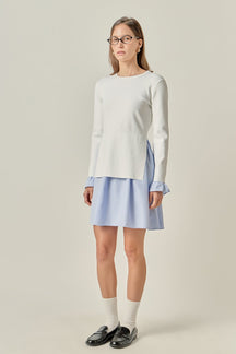 ENGLISH FACTORY - Poplin Combo Knit Mini Dress - DRESSES available at Objectrare