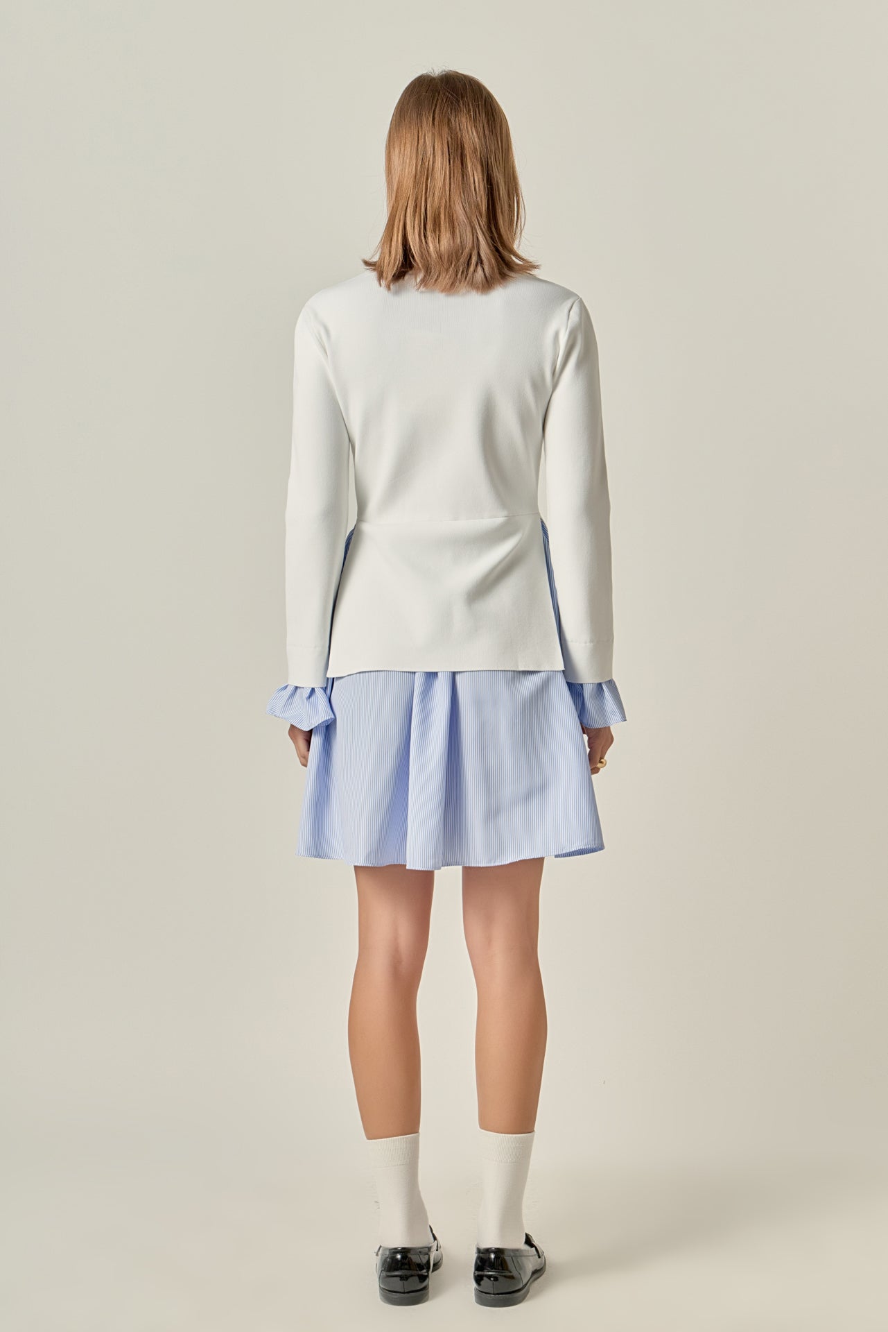 ENGLISH FACTORY - Poplin Combo Knit Mini Dress - DRESSES available at Objectrare