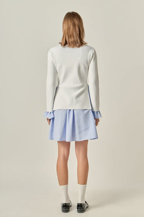 ENGLISH FACTORY - Poplin Combo Knit Mini Dress - DRESSES available at Objectrare
