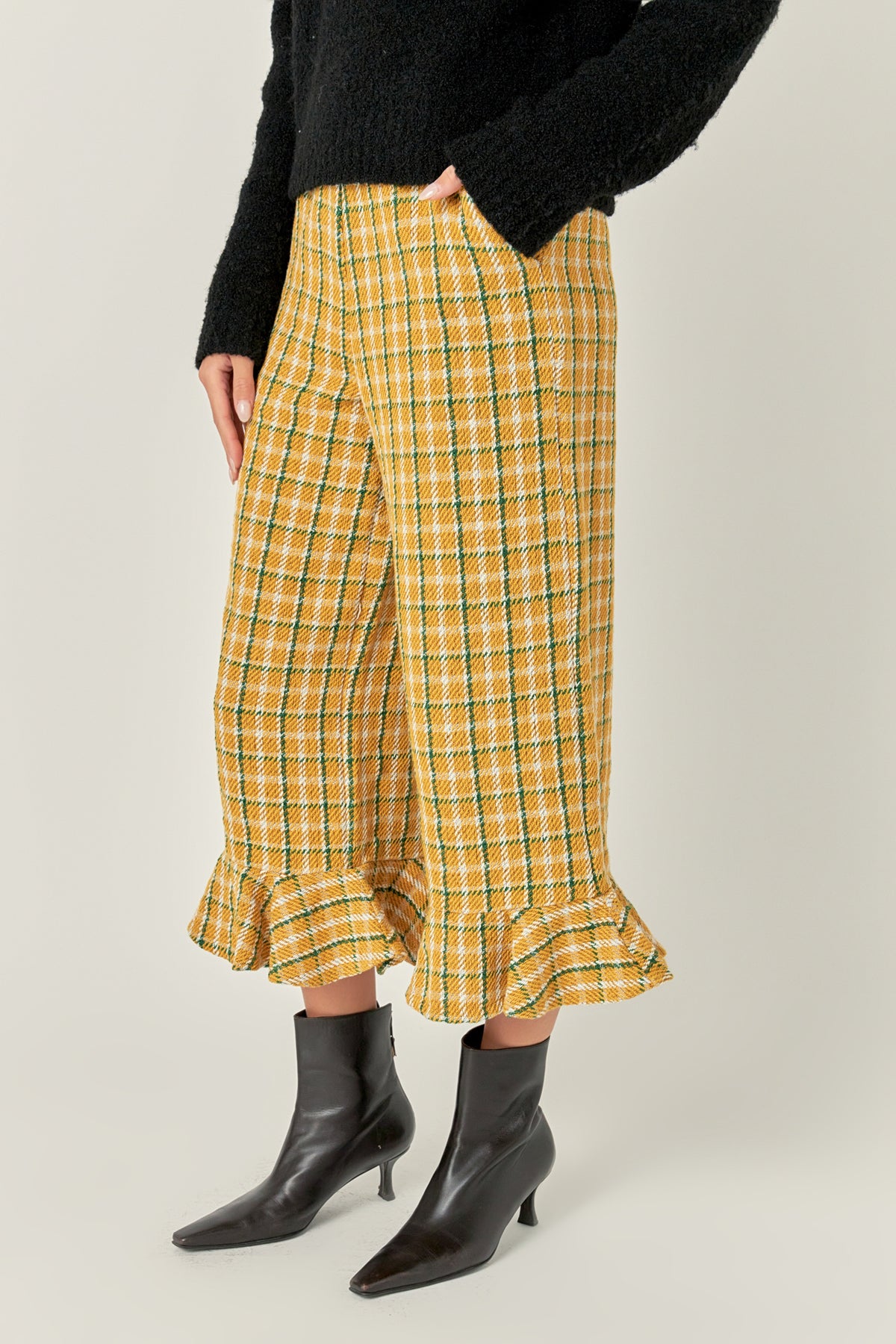 ENGLISH FACTORY - Tweed Wide Leg Culotte Pants - PANTS available at Objectrare