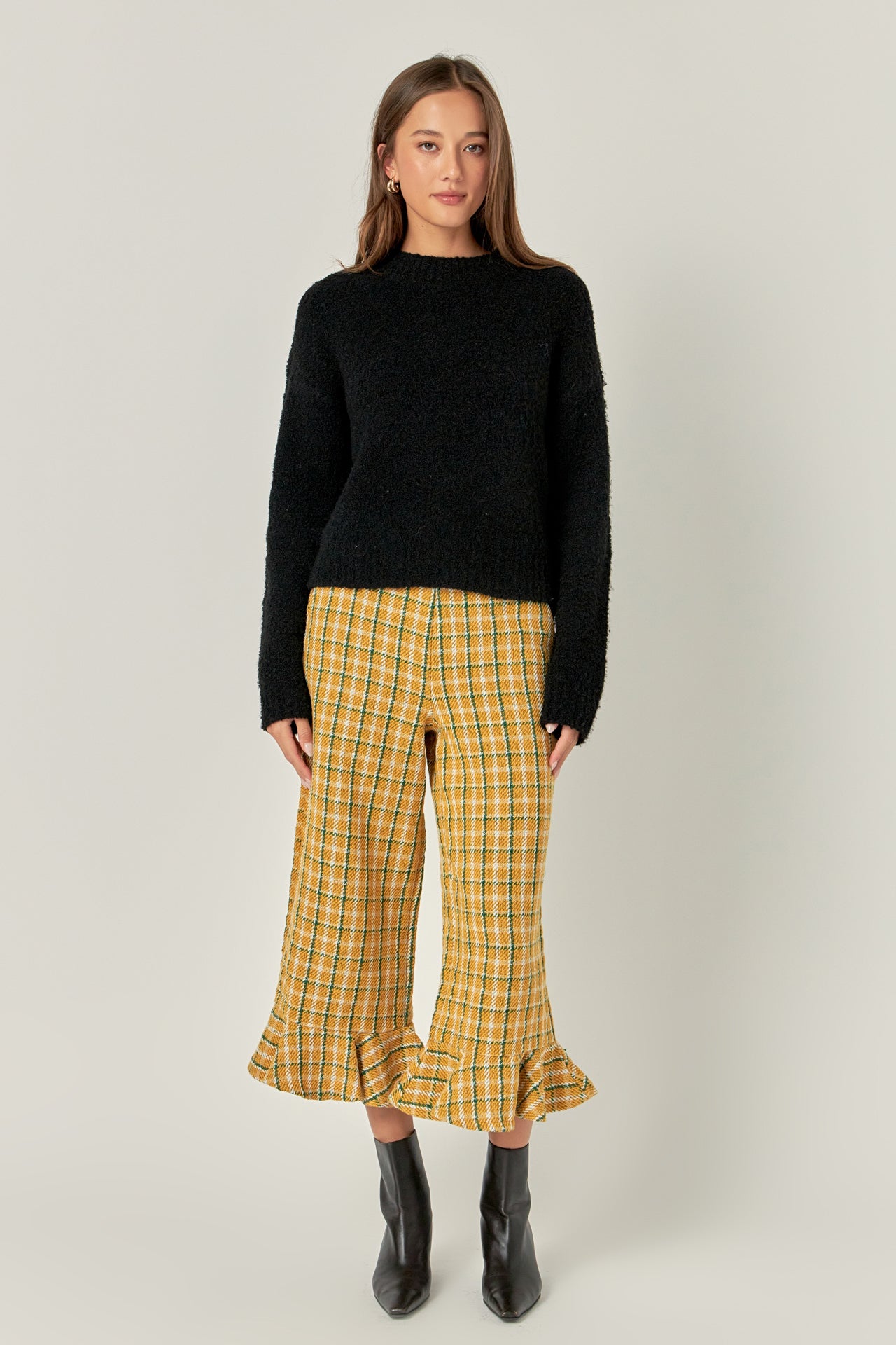 ENGLISH FACTORY - Tweed Wide Leg Culotte Pants - PANTS available at Objectrare