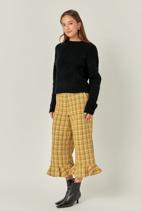 ENGLISH FACTORY - Tweed Wide Leg Culotte Pants - PANTS available at Objectrare