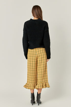 ENGLISH FACTORY - Tweed Wide Leg Culotte Pants - PANTS available at Objectrare