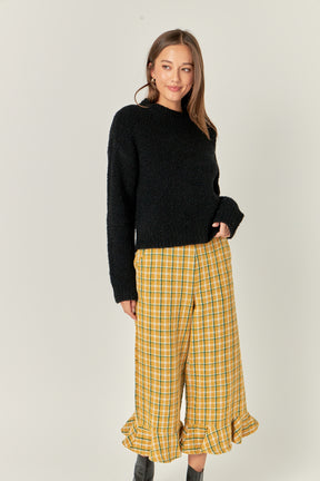 ENGLISH FACTORY - Tweed Wide Leg Culotte Pants - PANTS available at Objectrare