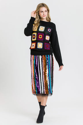 ENGLISH FACTORY - Boho Crochet Patchwork Knit Sweater - TOPS available at Objectrare