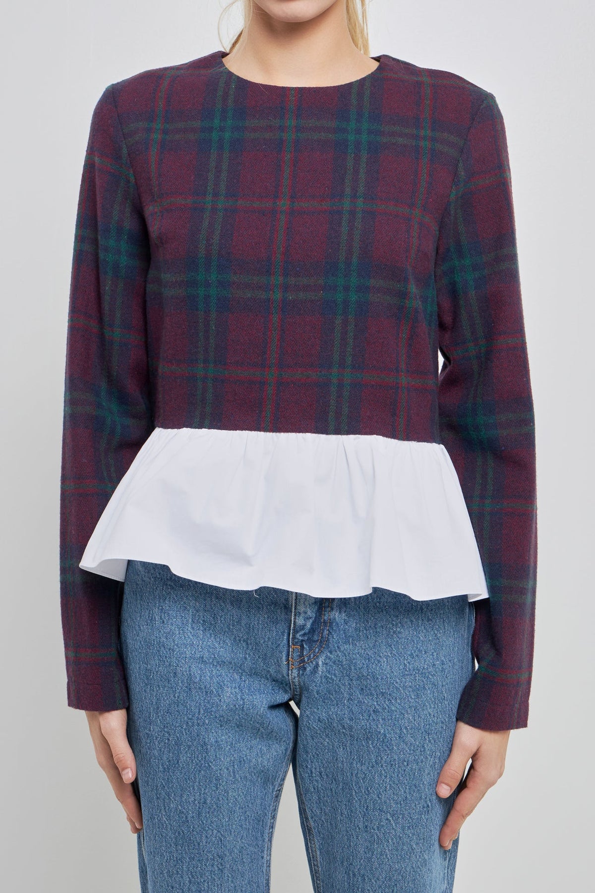 ENGLISH FACTORY - Tartan Combo Top - TOPS available at Objectrare