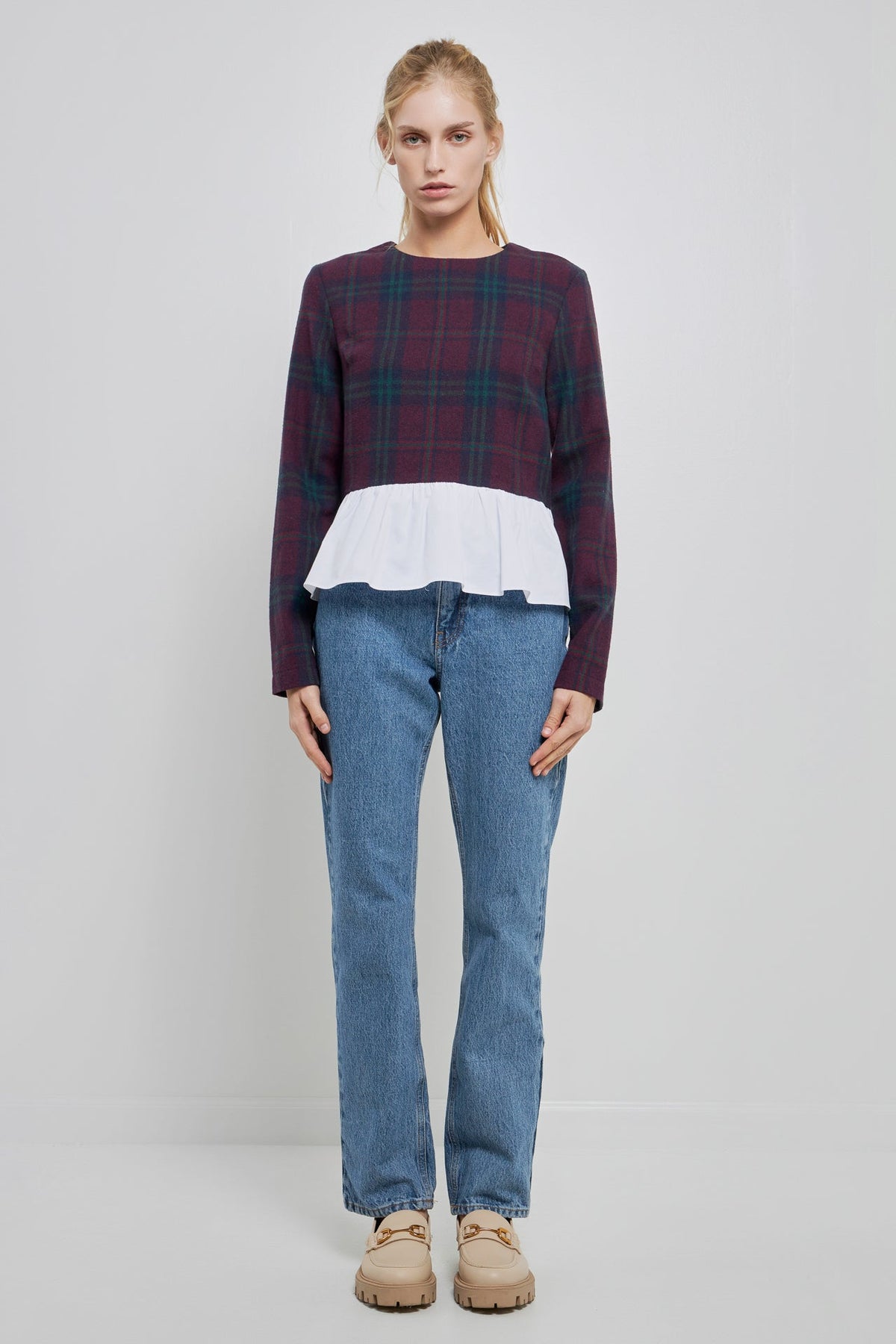 ENGLISH FACTORY - Tartan Combo Top - TOPS available at Objectrare