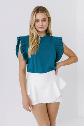 ENGLISH FACTORY - Ruffle Layered Mini Skort - SKORTS available at Objectrare