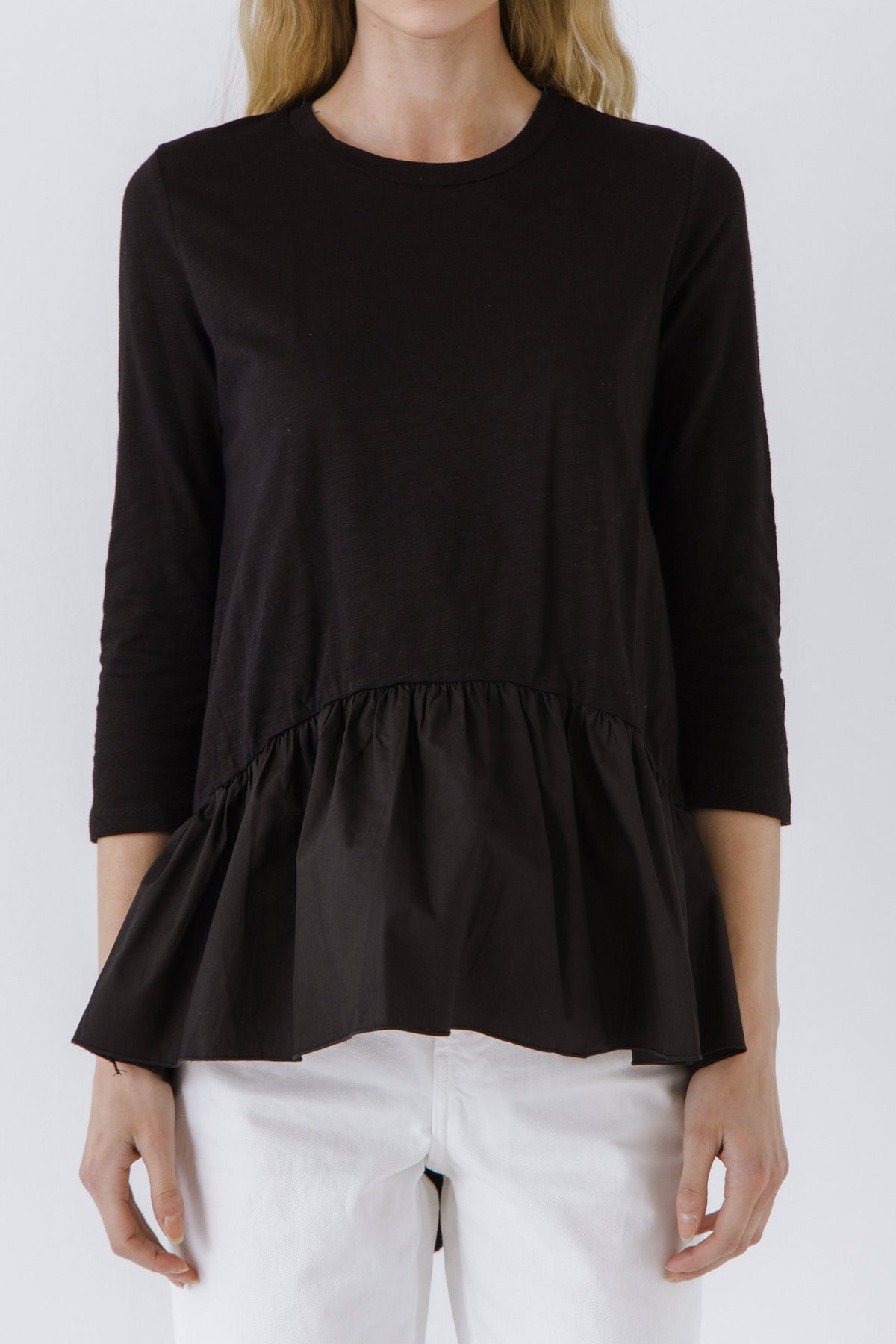 ENGLISH FACTORY - Mixed Media High and Low Top - TOPS available at Objectrare