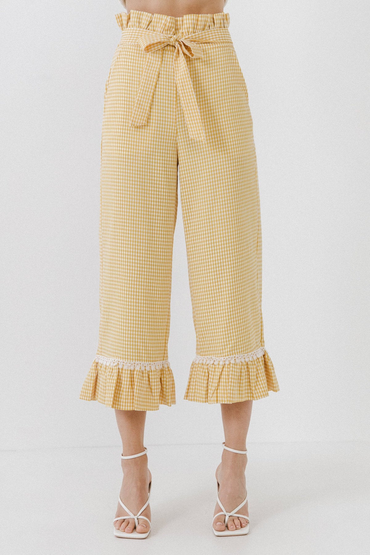 ENGLISH FACTORY - Gingham Culotte With Tie - PANTS available at Objectrare