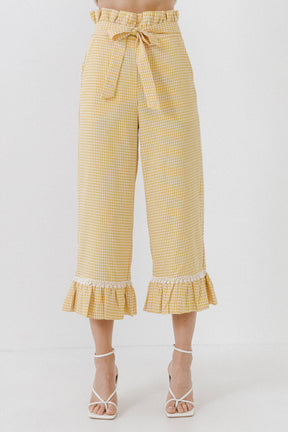 ENGLISH FACTORY - Gingham Culotte With Tie - PANTS available at Objectrare