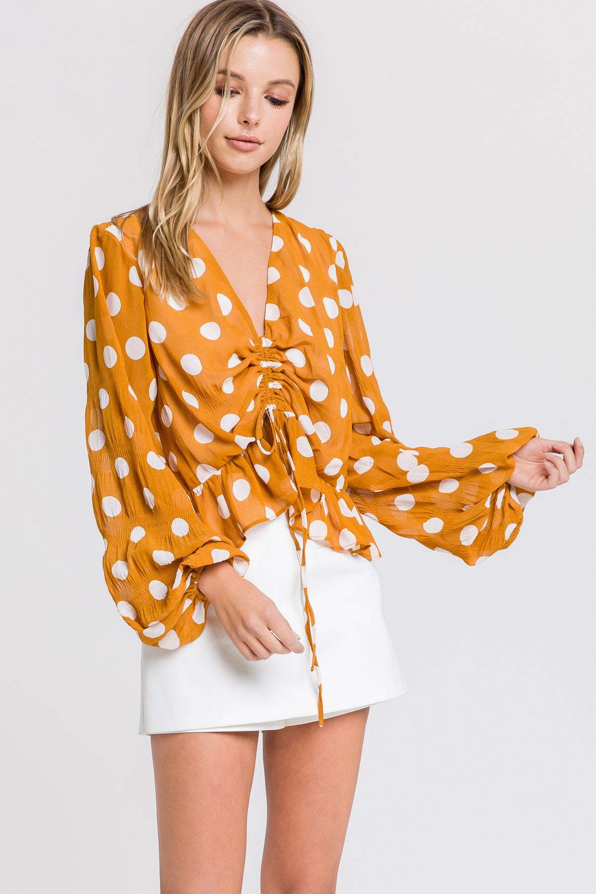 Polka Dot Blouson Top