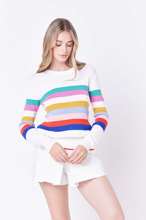ENGLISH FACTORY - Multi Striped Sweater - SWEATERS & KNITS available at Objectrare
