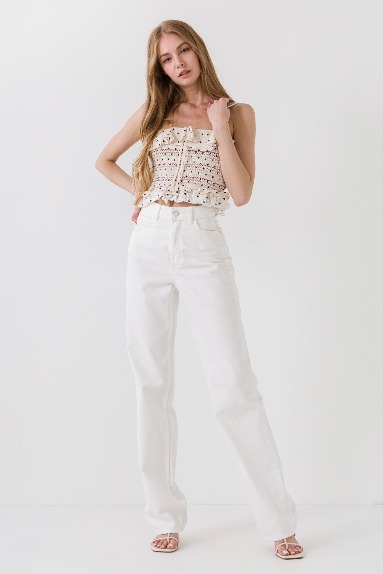 ENGLISH FACTORY - Polka Dot Smocked Top - TOPS available at Objectrare