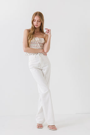 ENGLISH FACTORY - Polka Dot Smocked Top - TOPS available at Objectrare