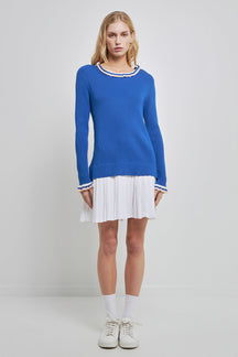 ENGLISH FACTORY - Poplin Combo Knit Dress - DRESSES available at Objectrare