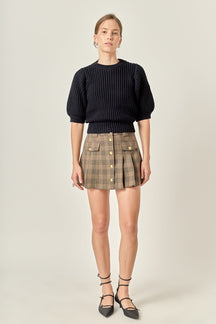 ENGLISH FACTORY - Round-neck Short Sleeve Knit Sweater - SWEATERS & KNITS available at Objectrare