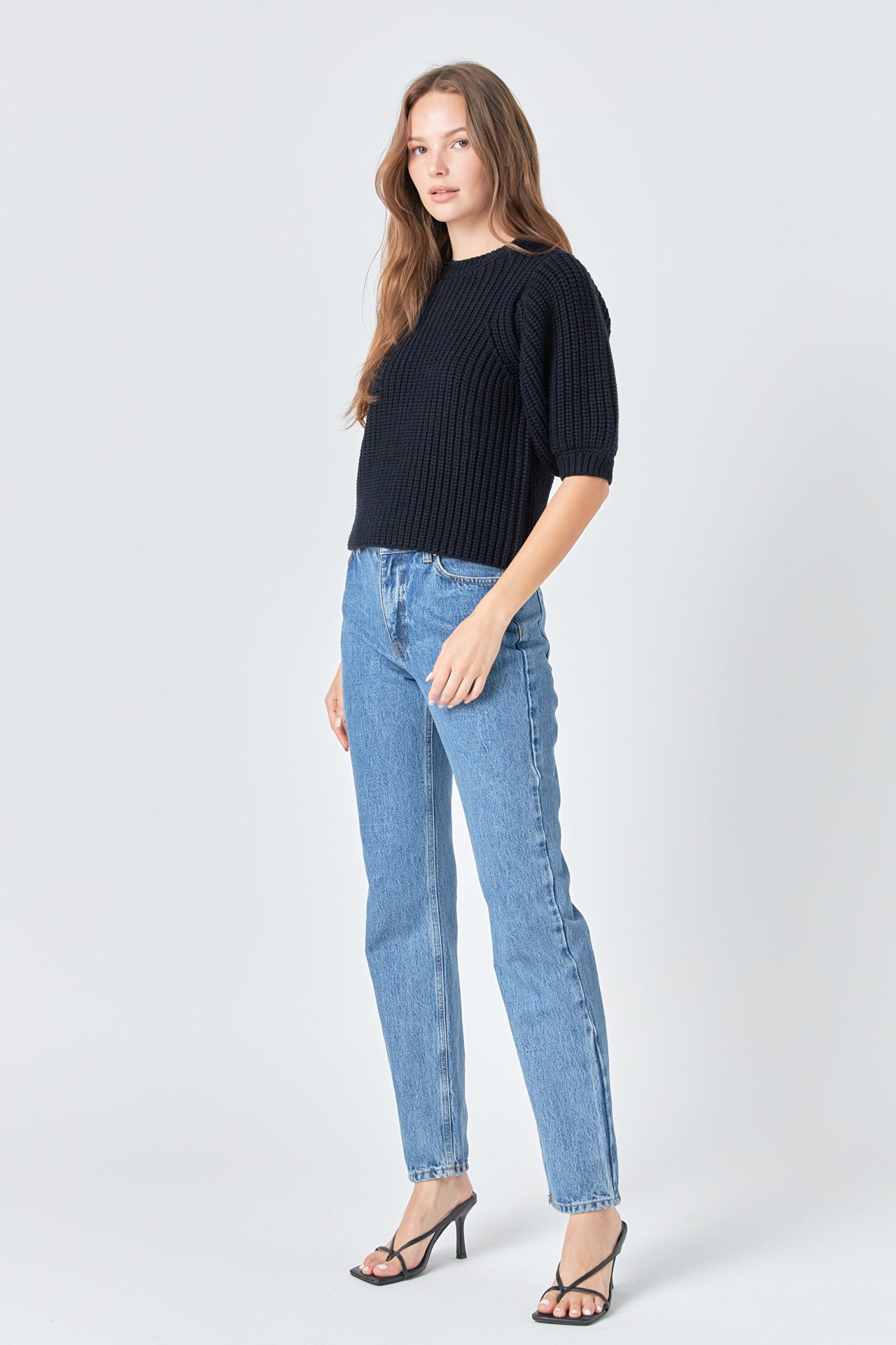 ENGLISH FACTORY - Round-neck Short Sleeve Knit Sweater - SWEATERS & KNITS available at Objectrare