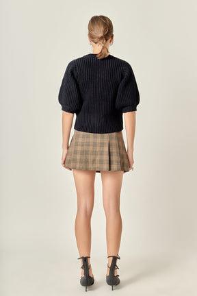 ENGLISH FACTORY - Round-neck Short Sleeve Knit Sweater - SWEATERS & KNITS available at Objectrare