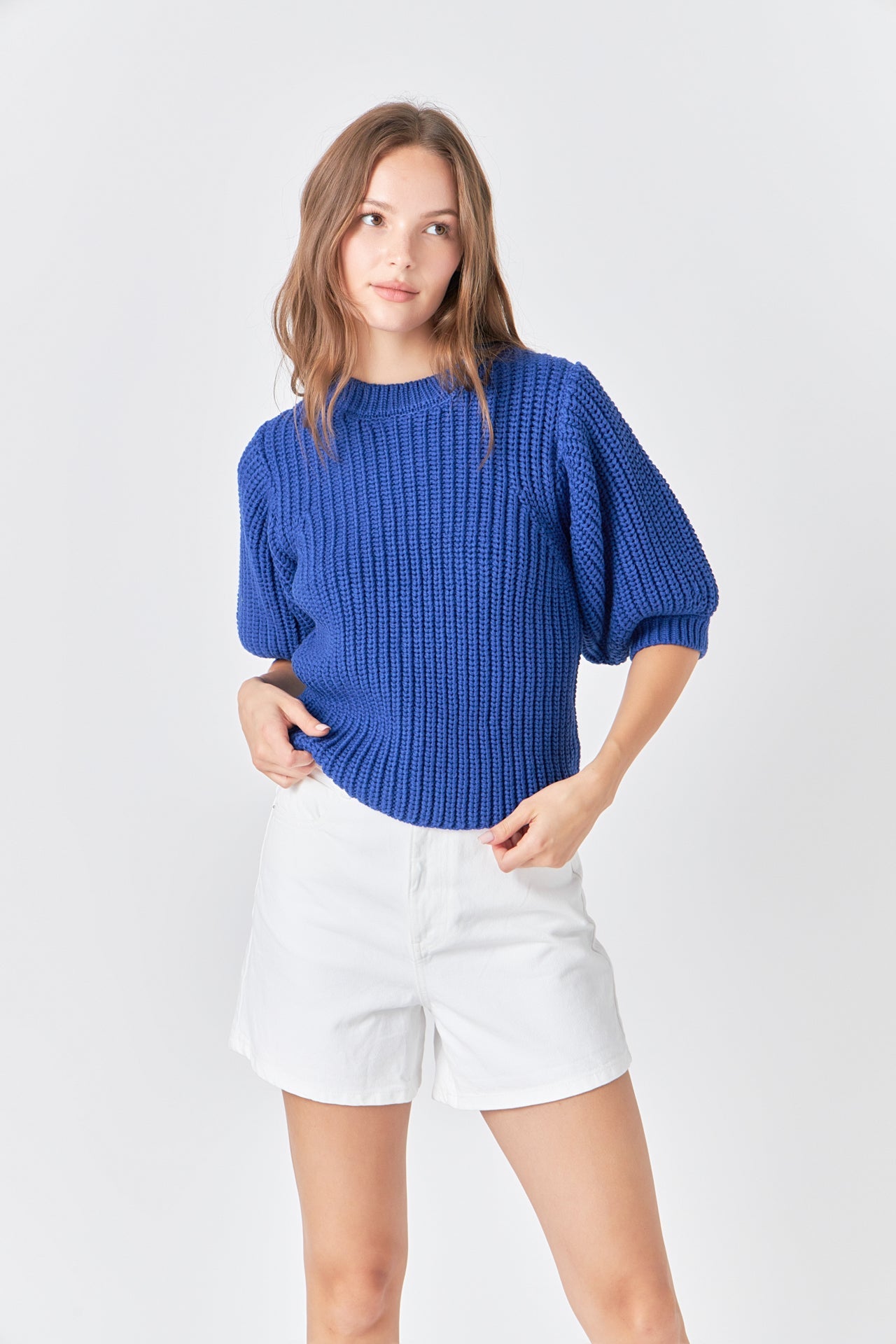 ENGLISH FACTORY - Round-neck Short Sleeve Knit Sweater - SWEATERS & KNITS available at Objectrare