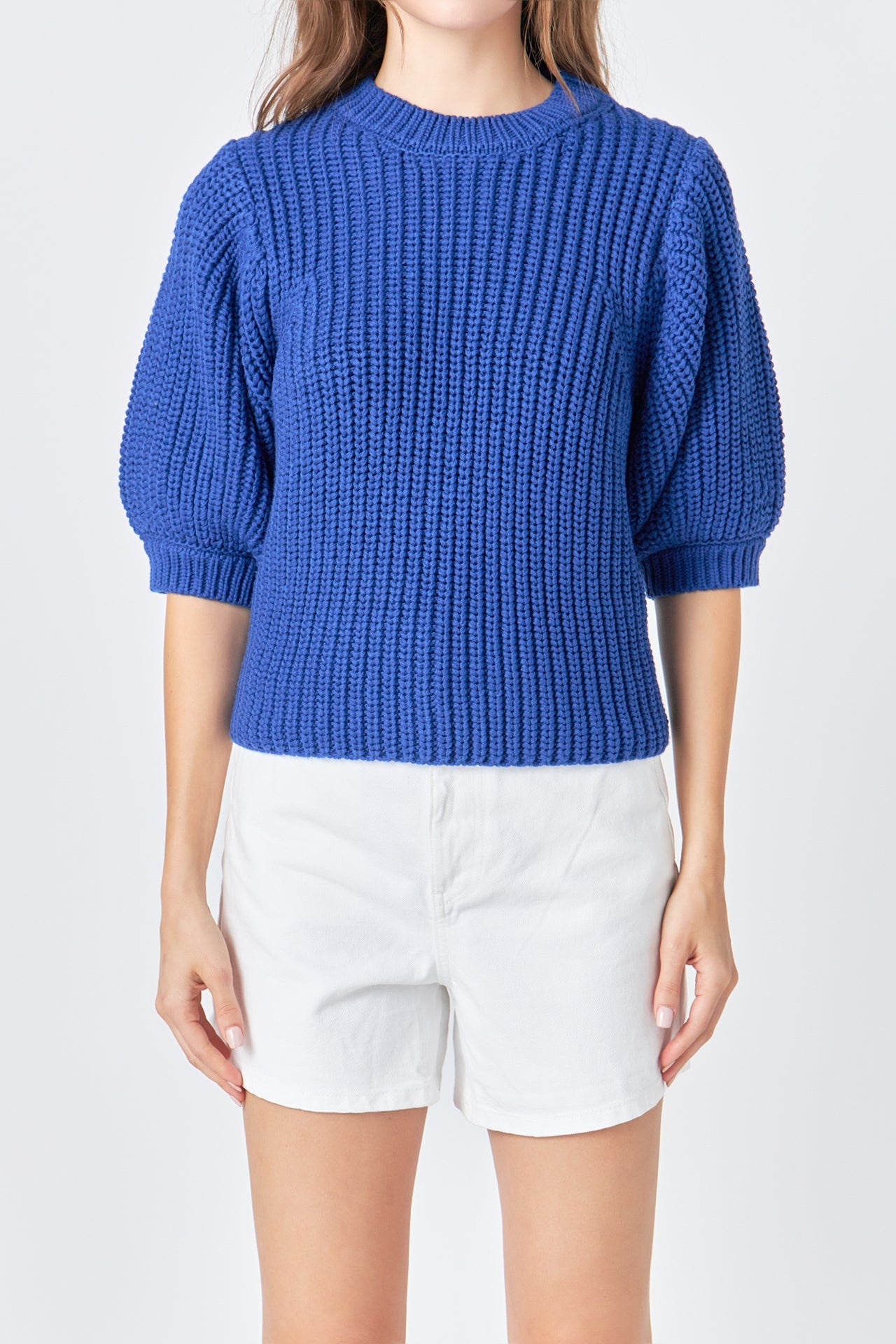 ENGLISH FACTORY - Round-neck Short Sleeve Knit Sweater - SWEATERS & KNITS available at Objectrare