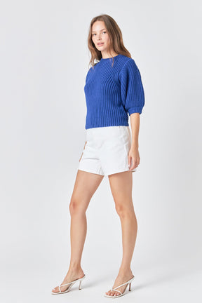 ENGLISH FACTORY - Round-neck Short Sleeve Knit Sweater - SWEATERS & KNITS available at Objectrare