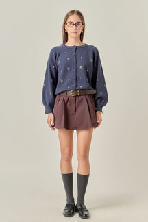 Beads Floral Round Neck Cardigan