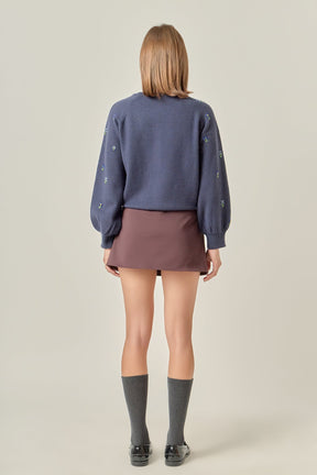 ENGLISH FACTORY - Beads Floral Round Neck Cardigan - SWEATERS & KNITS available at Objectrare