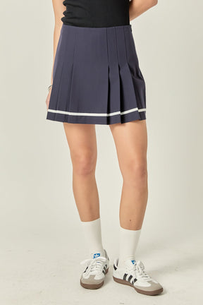 Pleated Contrast Mid Rise Skorts