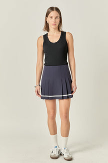 Pleated Contrast Mid Rise Skorts