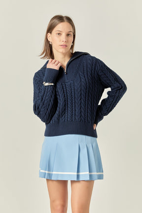 Pleated Contrast Mid Rise Skorts