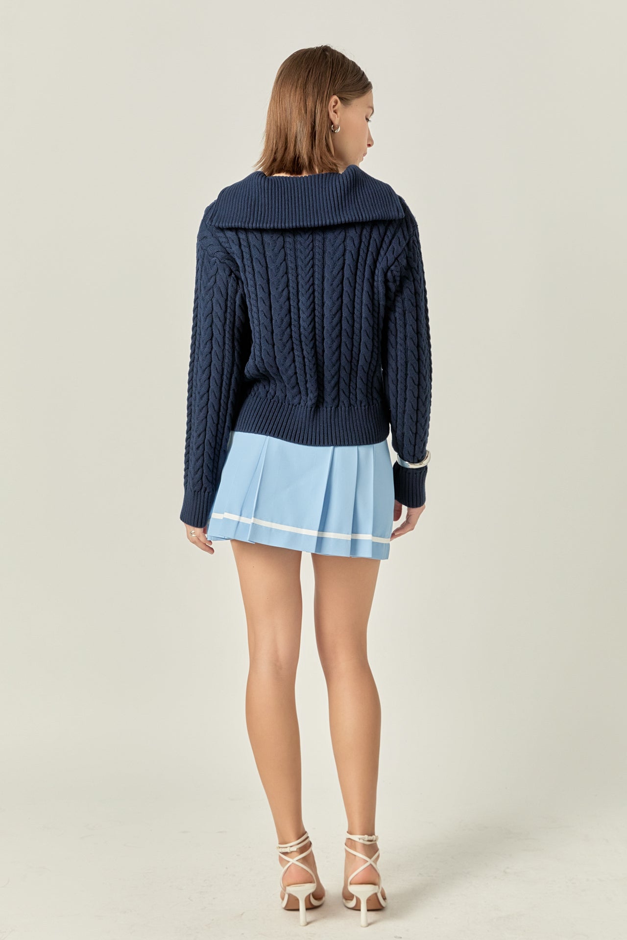 Pleated Contrast Mid Rise Skorts