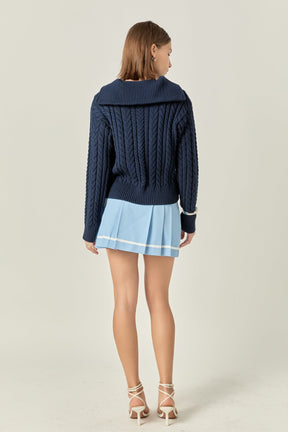 Pleated Contrast Mid Rise Skorts