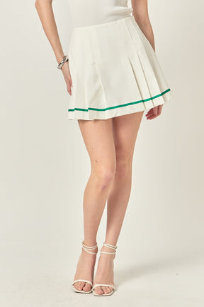 Pleated Contrast Mid Rise Skorts
