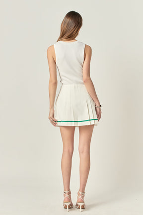 Pleated Contrast Mid Rise Skorts