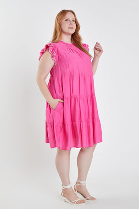 ENGLISH FACTORY - English Factory - Plus Size Contrast Merrow Babydoll Dress - DRESSES available at Objectrare